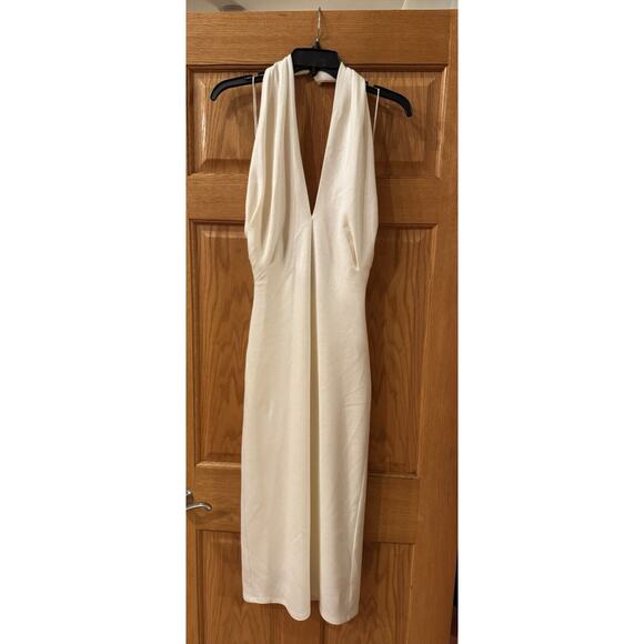 ALICE + OLIVIA Suellen Wool Cream Ecru Halter Neck Maxi Dress Size 4 MSRP $624.0 - Picture 5 of 7